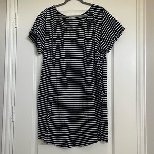 Chic Soul Navy and White Striped Dress